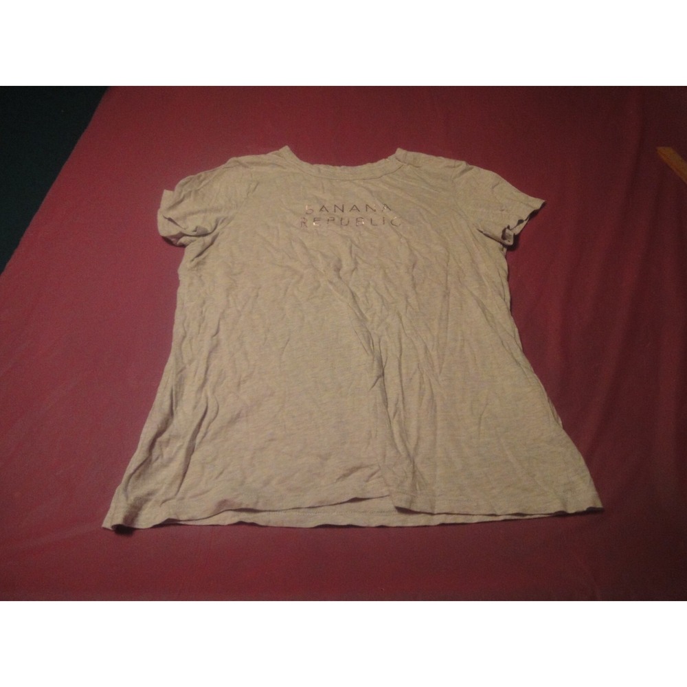 Banana‎ Republic womens L grey t-shirt gold signature short sleeve